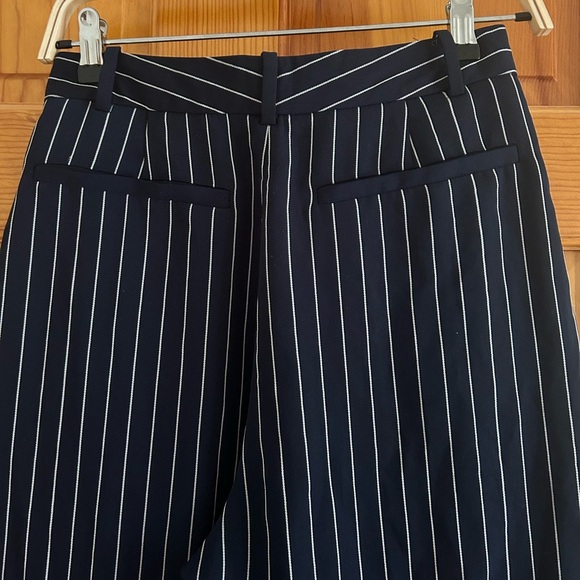 Babaton Modesto Dark Blue Pinstripe High Waisted Cropped Pants - Picture 6 of 7